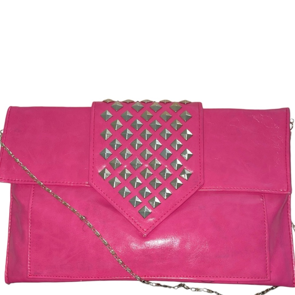 Vibrant Pink Studded Clutch